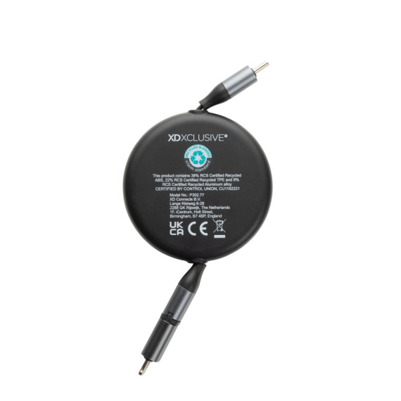 Recyklovaný hliníkový zatahovací 2v1 kabel 240W Terra z RCS
