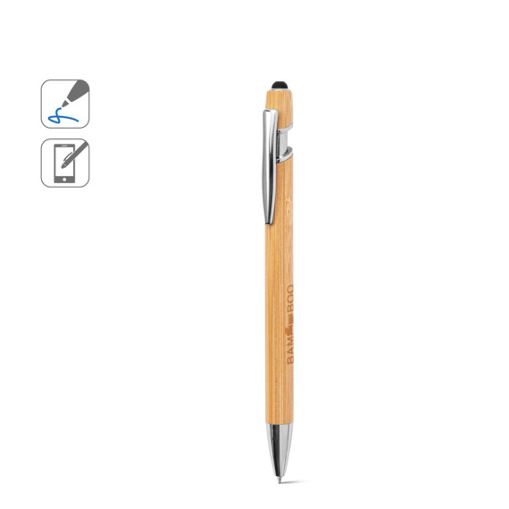 NEIL BAMBOO. Bambusové kuličkové pero s chromovanými hliníkovými detaily