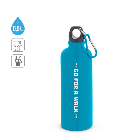 KELCE. Jednostěnná nerezová láhev s karabinou 550 ml