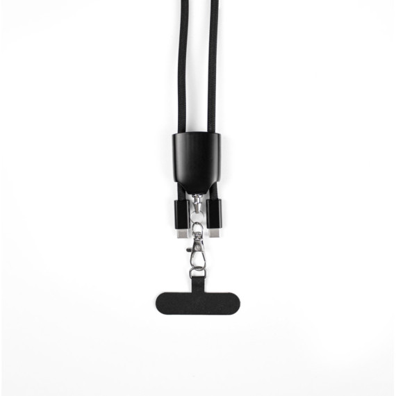 ZEWAIL. Šňůrka na krk s držákem na smartphone, USB-C kabelem a různými adaptéry z recyklovaného ABS a recyklovaného TPE