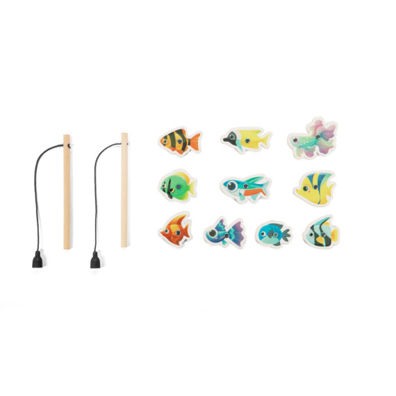 FISHY. Rybářská hra s 10 dřevěnými rybkami, ideální pro děti
