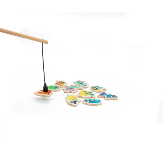 FISHY. Rybářská hra s 10 dřevěnými rybkami, ideální pro děti