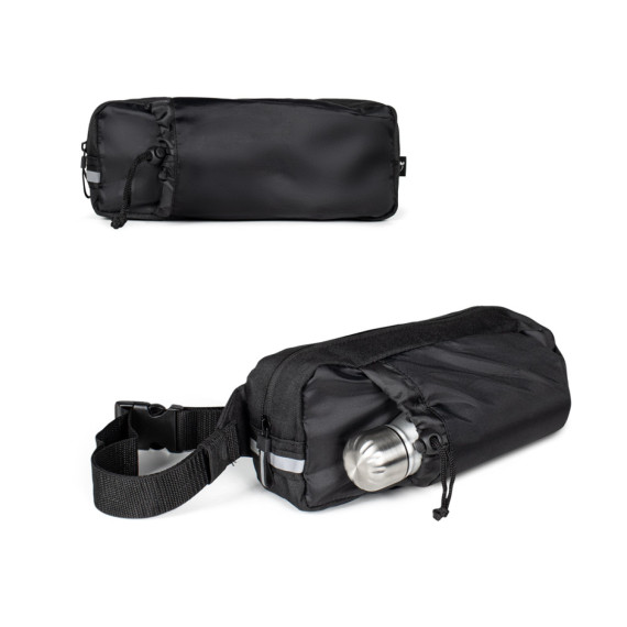 DELFOS POUCH SHINY. 300D serecyklovaného polyesteru (lesklý povrch) a 600D serecyklovaného polyesteru ledvinka s reflexními prvky