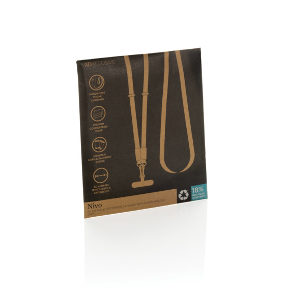 Crossbody lanyard Nivo RCS z recyklovaného PET