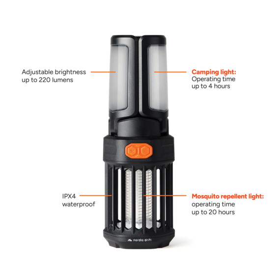 Kempinkové světlo Nordic Drift Titan s odpuzovačem komárů