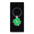 CLOVER LUCK kovový přívěsek na klíče, zelená/stříbrná