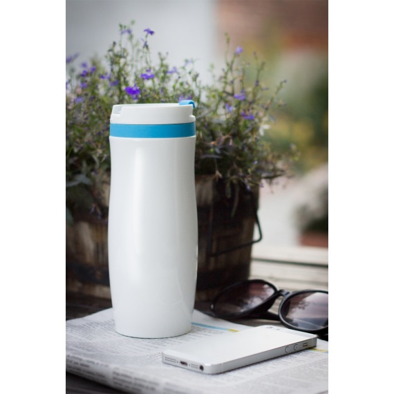 VIKI termohrnek 390 ml, červená/bílá