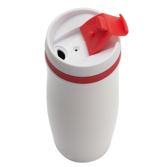 VIKI termohrnek 390 ml, červená/bílá