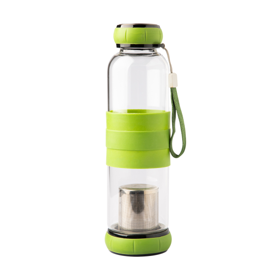 SULMONA skleněná láhev s infuzérem 550 ml, zelená