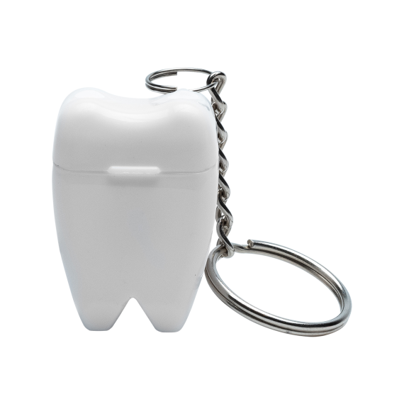 TOOTHY přívěsek na klíče s dentální nití, bílá