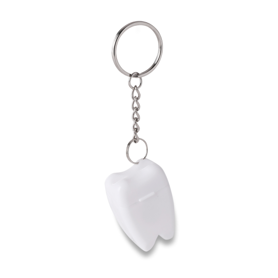 TOOTHY přívěsek na klíče s dentální nití, bílá