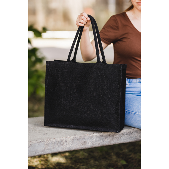 NICE SHOPPER nákupní taška z juty, černá