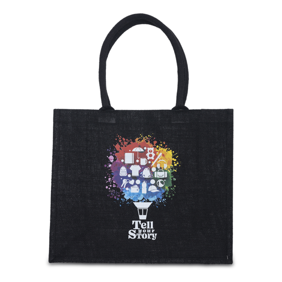 NICE SHOPPER nákupní taška z juty, černá