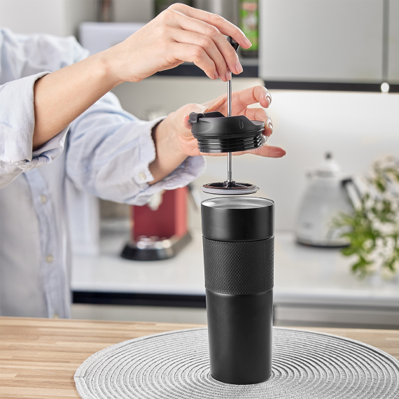 ASPET termohrnek s french press 450 ml, černá