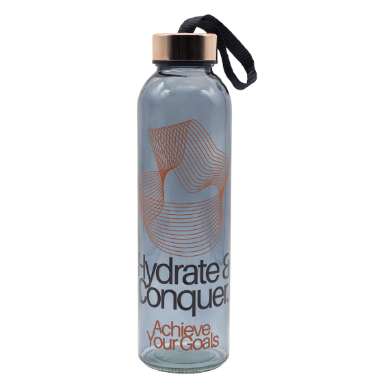 LUX skleněná lahev na pití 500 ml, zlatá