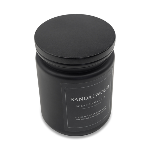 SANDALWOOD vonná svíčka ve skle, černá