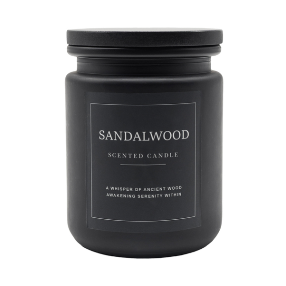SANDALWOOD vonná svíčka ve skle, černá