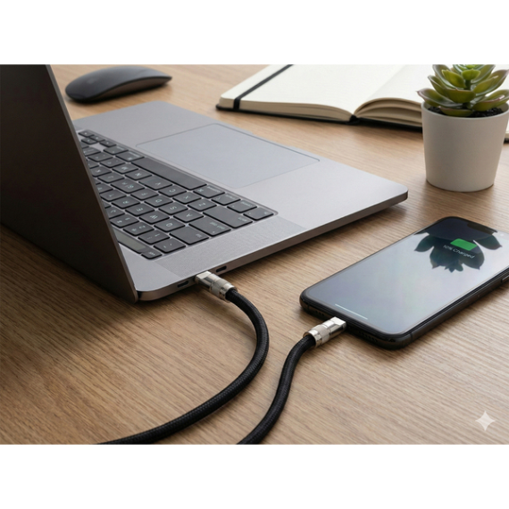 TAVO šňůrka na telefon s nabíjením 60 W, černá