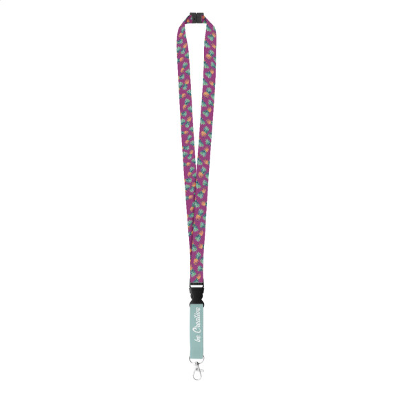 lanyard na zakázku se sublimačním potiskem a s bezpečnostní přezkou