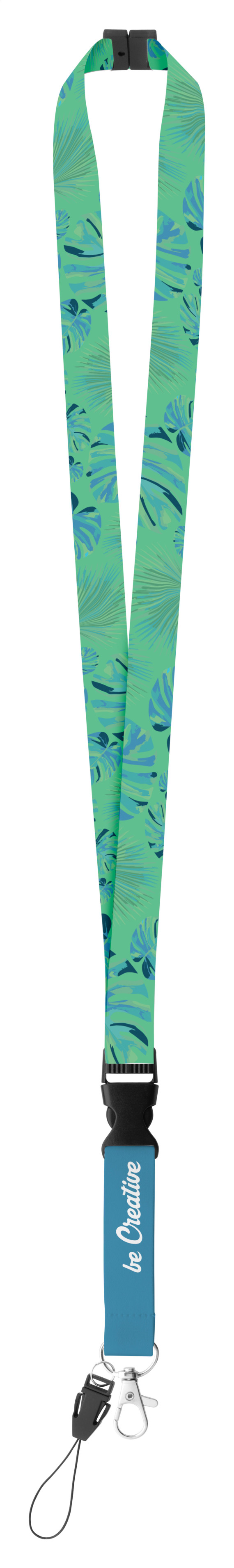 lanyard na zakázku se sublimačním potiskem a s bezpečnostní přezkou