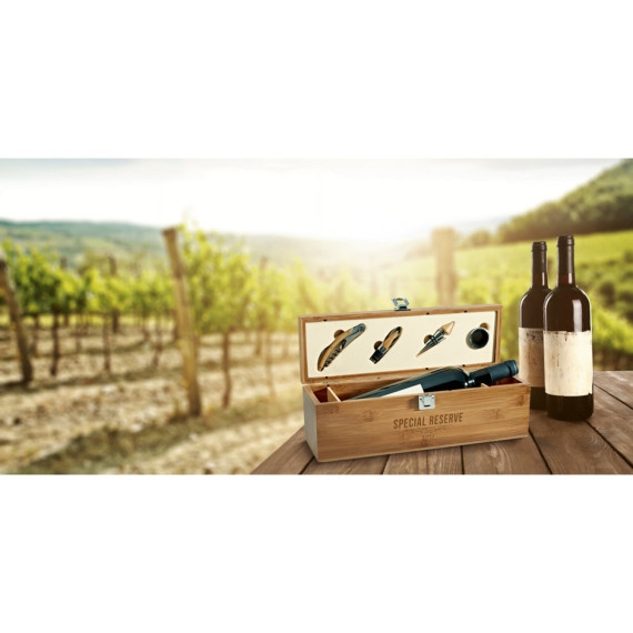 SYRAH. Souprava na víno z bambusu, ABS a nerezové oceli