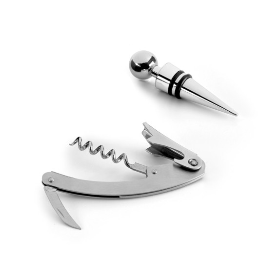 BARREL. Sada zinkových a nerezové oceli potřeb k vínu