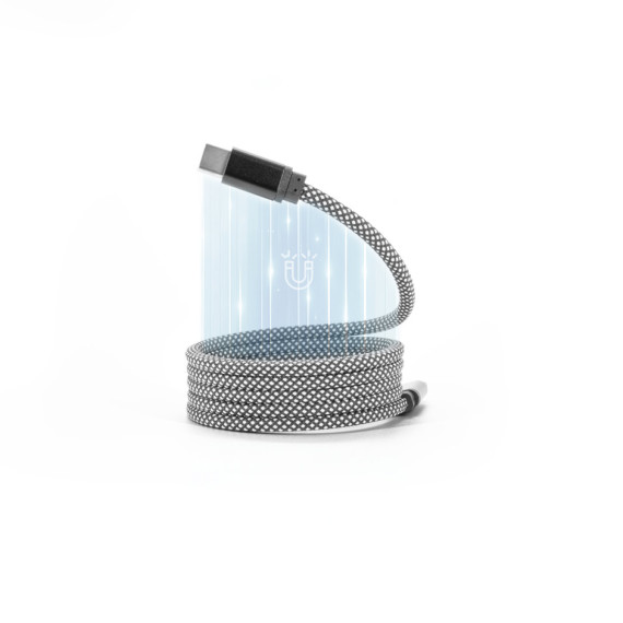 NADELLA. Kabel USB-C na USB-C s opleteným polyesterovým kabelem (60 W) a magnetickým systémem pro snadné navíjení