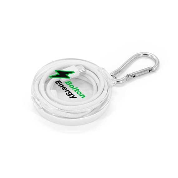 JEMISON. Kabel USB-C na USB-C s opleteným kabelem (60 W), vyrobený z ABS, nerezové oceli, hliníku a polyesteru