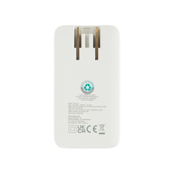 Plochá GaN nabíječka Fluxo RCS 65W s un. konektory
