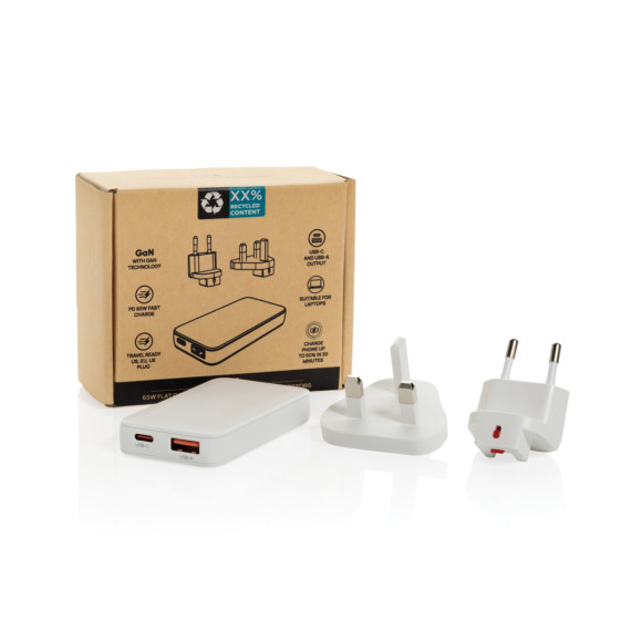 Plochá GaN nabíječka Fluxo RCS 65W s un. konektory