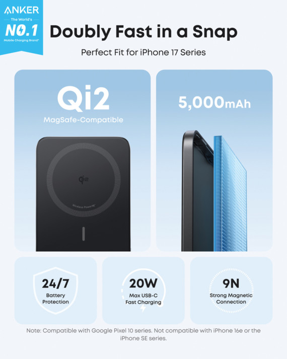 Anker Nano bezdrátová powerbanka 5K 15 W MagGo slim Qi 2.0
