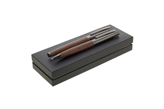 GENERO WOOD SET Dárkový set s propiskou a rollerem