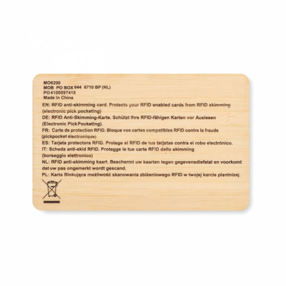 CUSTOS +, RFID bambusová karta