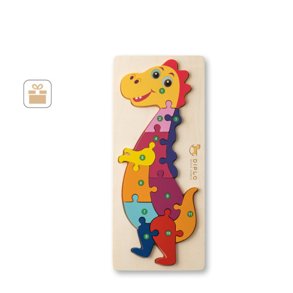 DIPLODOCO. Dřevěné puzzle s dinosaury