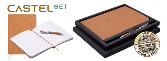 CASTEL zápisník s propiskou v krabičce
