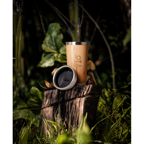 PIETRO. Cestovní hrnek z bambusu a nerezové oceli 500 ml