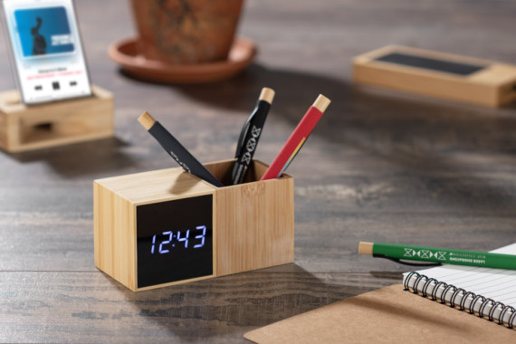 Hodinky se stolním organizérem BAMBOO