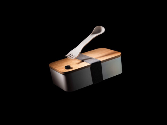 Krabička na jídlo z RCS recykl. plastu s bambusovým víkem