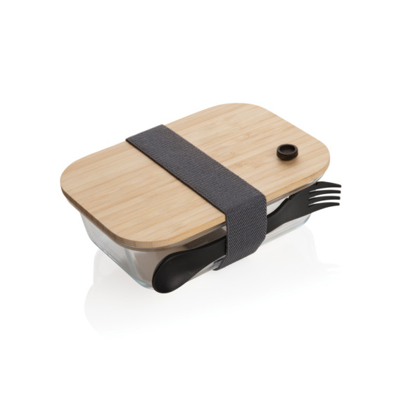 Skleněná krabička na jídlo s bambusovým víkem