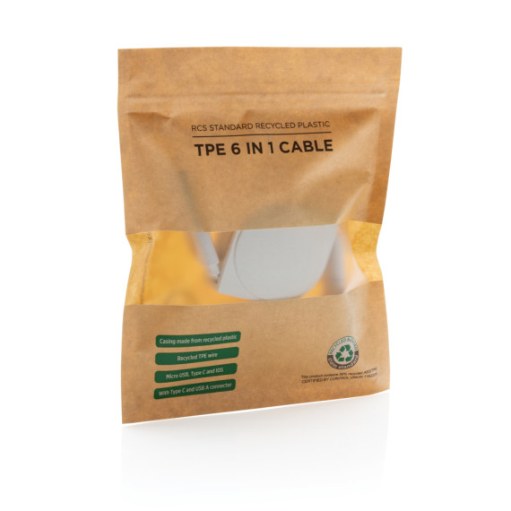 Nabíjecí kabel 6 v 1 z RCS recyklovaného plastu a TPE