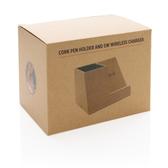 Korkový stojánek na pera s bezdrátovou nabíječkou 5W