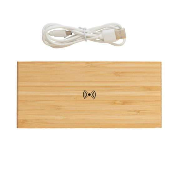 Bambusové digitální hodiny s bezdrátovou nabíječkou 5W