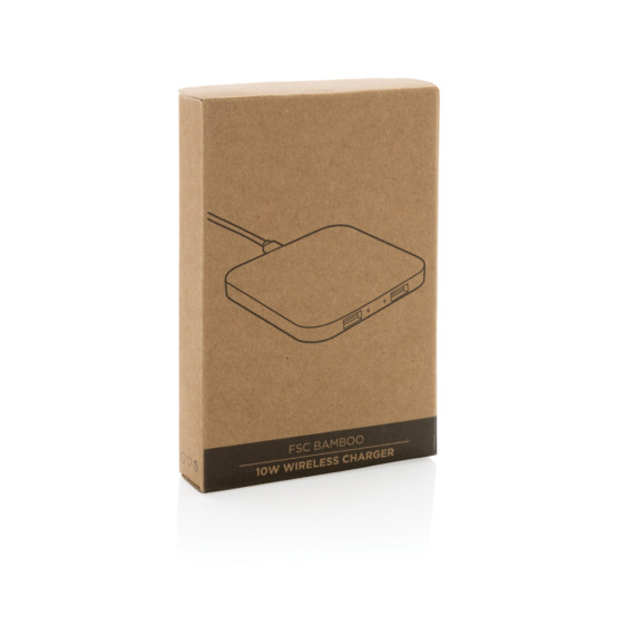 Bambusová bezdrátová nabíječka 10W s USB