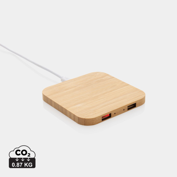 Bambusová bezdrátová nabíječka 10W s USB