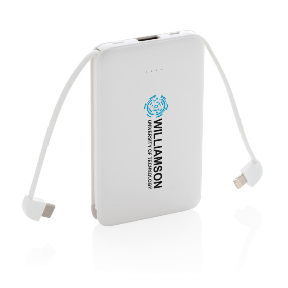 Kapesní powerbanka 5 000 mAh s integrovaným kabelem