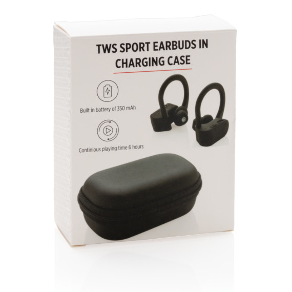 TWS sportovní sluchátka v nabíjecí krabičce