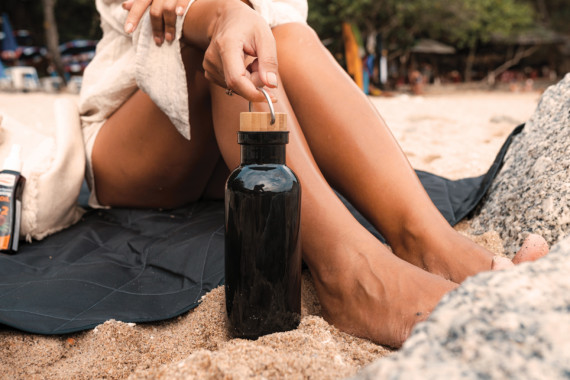 Lahev na vodu z RCS RPET s bambusovým uzávěrem a madlem