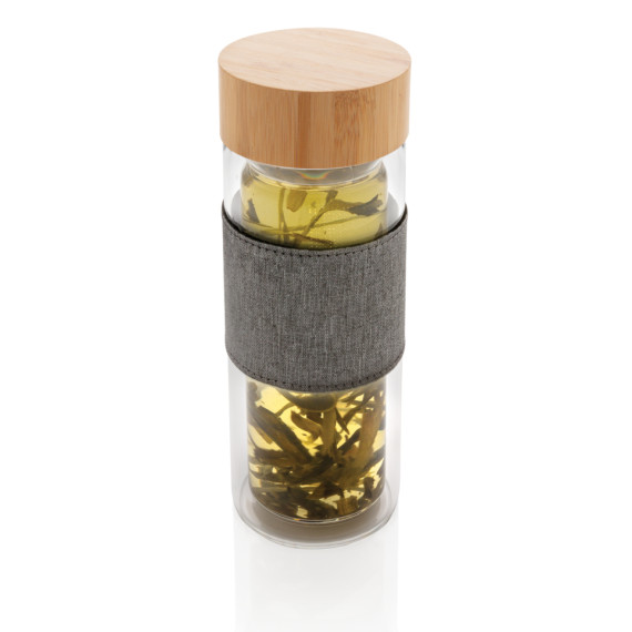 Dvoustěnná skleněná láhev s bambusovým uzávěrem Impact