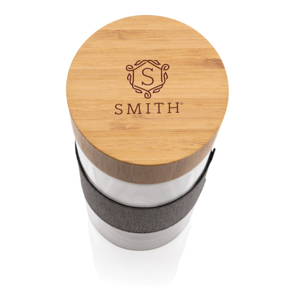 Dvoustěnná skleněná láhev s bambusovým uzávěrem Impact