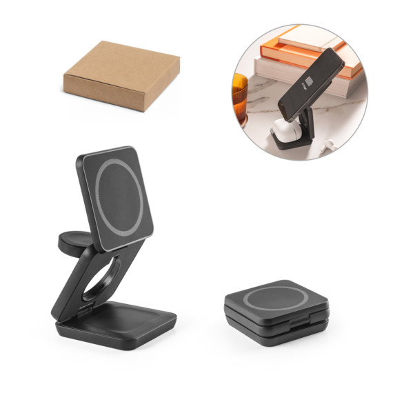 BROGLIE. Super rychlá 15W magnetická bezdrátová nabíječka 4v1 ve recyklovaného ABS (100% rABS)